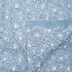 Blue Color Pure Organza Embroidery