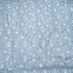Blue Color Pure Organza Embroidery