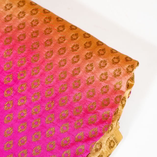 Majenta with Biege Color Silk Shibori Booti Fabic