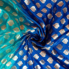 Blue with Firozi Color Silk Shibori Booti Fabric