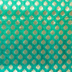 Green with Dark Green Color Silk Shibori Booti Fabic