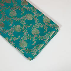 Firozi Color Satin Brocade Fabric