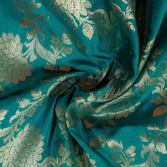 Firozi Color Satin Brocade Fabric