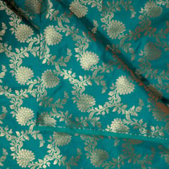 Firozi Color Satin Brocade Fabric