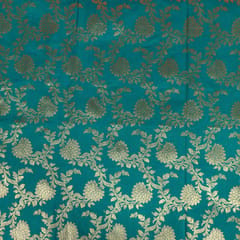 Firozi Color Satin Brocade Fabric