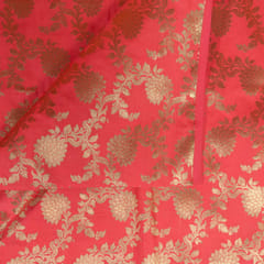 Pink Color Satin Brocade Fabric