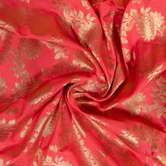 Pink Color Satin Brocade Fabric