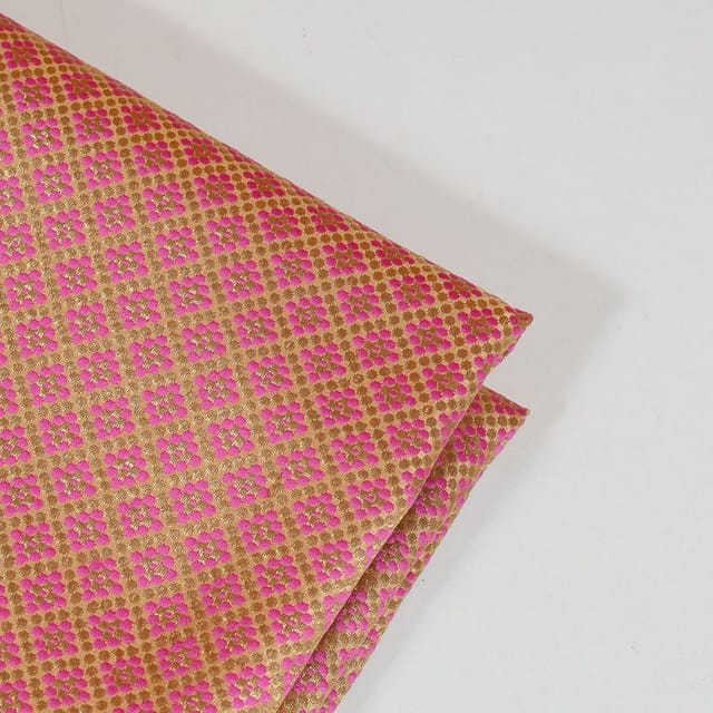 Pink Color Satin Brocade Fabric