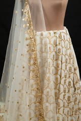 White Dyeable Georgette Embroidery with Net Embroidery Dupatta Lehenga Set
