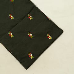 Military Green Color Corduroy Embroidered Fabric