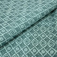 Sage Green Kota Chikan Embroidered Fabric (1.50Meter Piece)