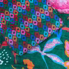 5 Mtr Green Color Cotton Chikan with Cotton Printed Set