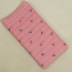 Pink Color Cotton Embroidered Fabric