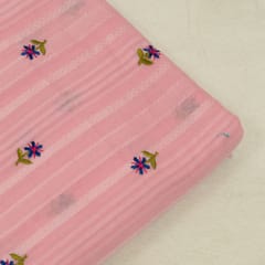 Pink Color Cotton Embroidered Fabric