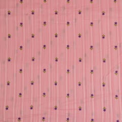 Pink Color Cotton Embroidered Fabric