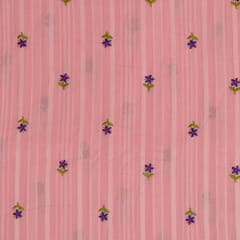 Pink Color Cotton Embroidered Fabric