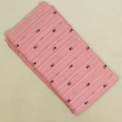 Pink Color Cotton Embroidered Fabric