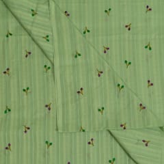 Green Color Cotton Embroidered Fabric