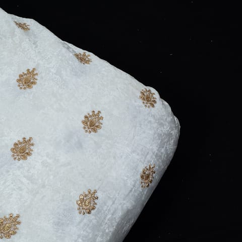 White Dyeable Viscose Velvet Embroidered Fabric