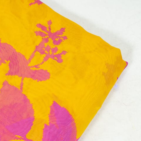 Yellow Color Viscose Organza Digital Printed Fabric