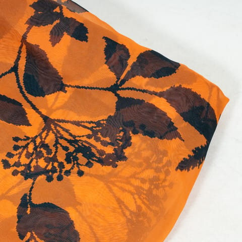 Orange Color Viscose Organza Digital Printed Fabric