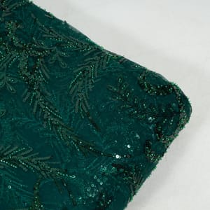 Bottle Green Color Net Embroidered Fabric