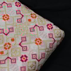 White Dyeable Chanderi Jacquard Fabric