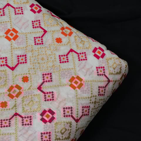 White Dyeable Chanderi Jacquard Fabric