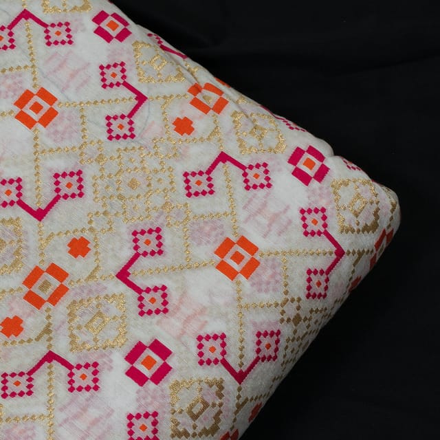White Dyeable Chanderi Jacquard Fabric
