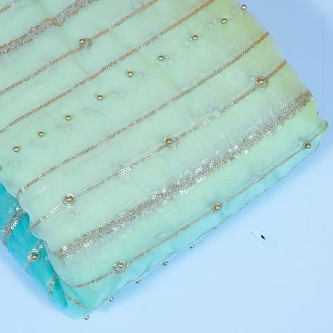 Multi Color Ombre Organza Embroidered Fabric