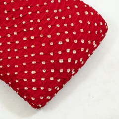 Red Color Modal Satin Bandhani Fabric