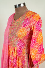 Multi Color Cotton Print with Embroidered Shirt with Bottom and Chiffon Dupatta