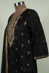 Black Color Upada Embroidered Shirt with Bottom and Silk Dupatta