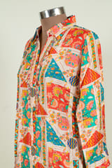 Multi Color Muslin Print with Embroidered Shirt with Muslin Printed Bottom