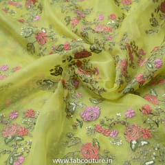 Yellow Colour Organza Embroidery