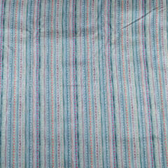 Firozi Color Chanderi Zari Digital Printed Fabric