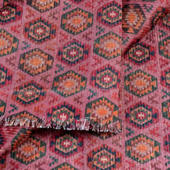 Pink Color Chanderi Zari Digital Printed Fabric