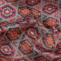 Mehendi Color Chanderi Zari Digital Printed Fabric