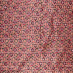 Rust Color Chanderi Zari Digital Printed Fabric