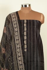 Black Color Chanderi Print with kantha Embroidered Shirt with Bottom and Chanderi Print with Embroidered Dupatta