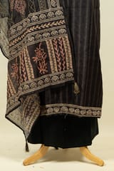 Black Color Chanderi Print with kantha Embroidered Shirt with Bottom and Chanderi Print with Embroidered Dupatta