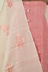 Gajree Color Cotton Embroidered Shirt with Bottom and Chanderi Cotton Embroidered Dupatta
