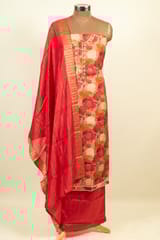 Majenta Color Modal Chanderi Print with Hand Embroidered Shirt with Bottom and Dupatta