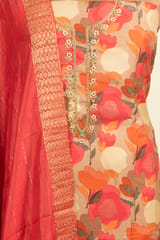 Majenta Color Modal Chanderi Print with Hand Embroidered Shirt with Bottom and Dupatta