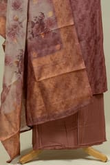 Onion Pink Color Tissue Chanderi  Hand Embroidered Shirt with Bottom and Chanderi Printed Dupatta