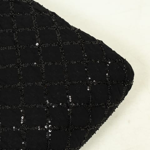 Black Color Georgette Beeds Embroidered Fabric