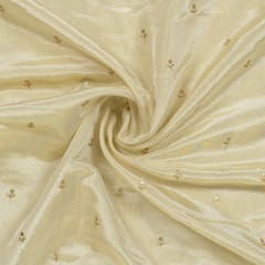 Dyeable Upada Silk Tissue Embroidered Fabric