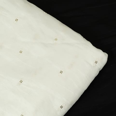 White Dyeable Chinon Embroidered Fabric