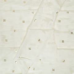 White Dyeable Chinon Embroidered Fabric