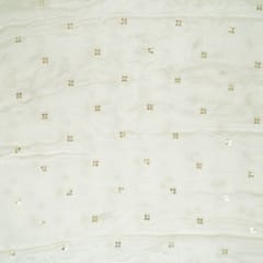 White Dyeable Chinon Embroidered Fabric